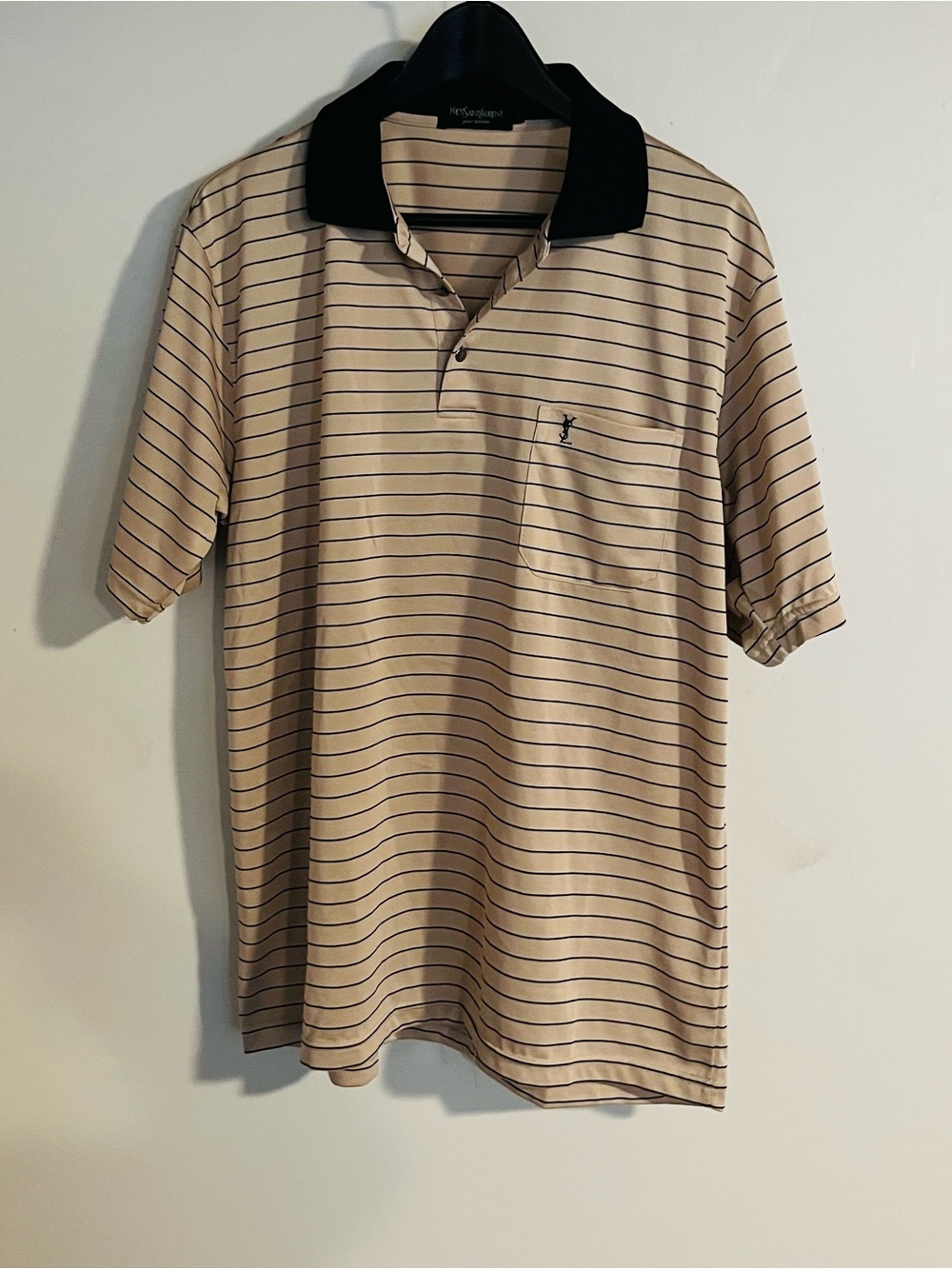 Yves Saint Laurent Men’s Vintage Silk Striped Polo Shirt Size XL